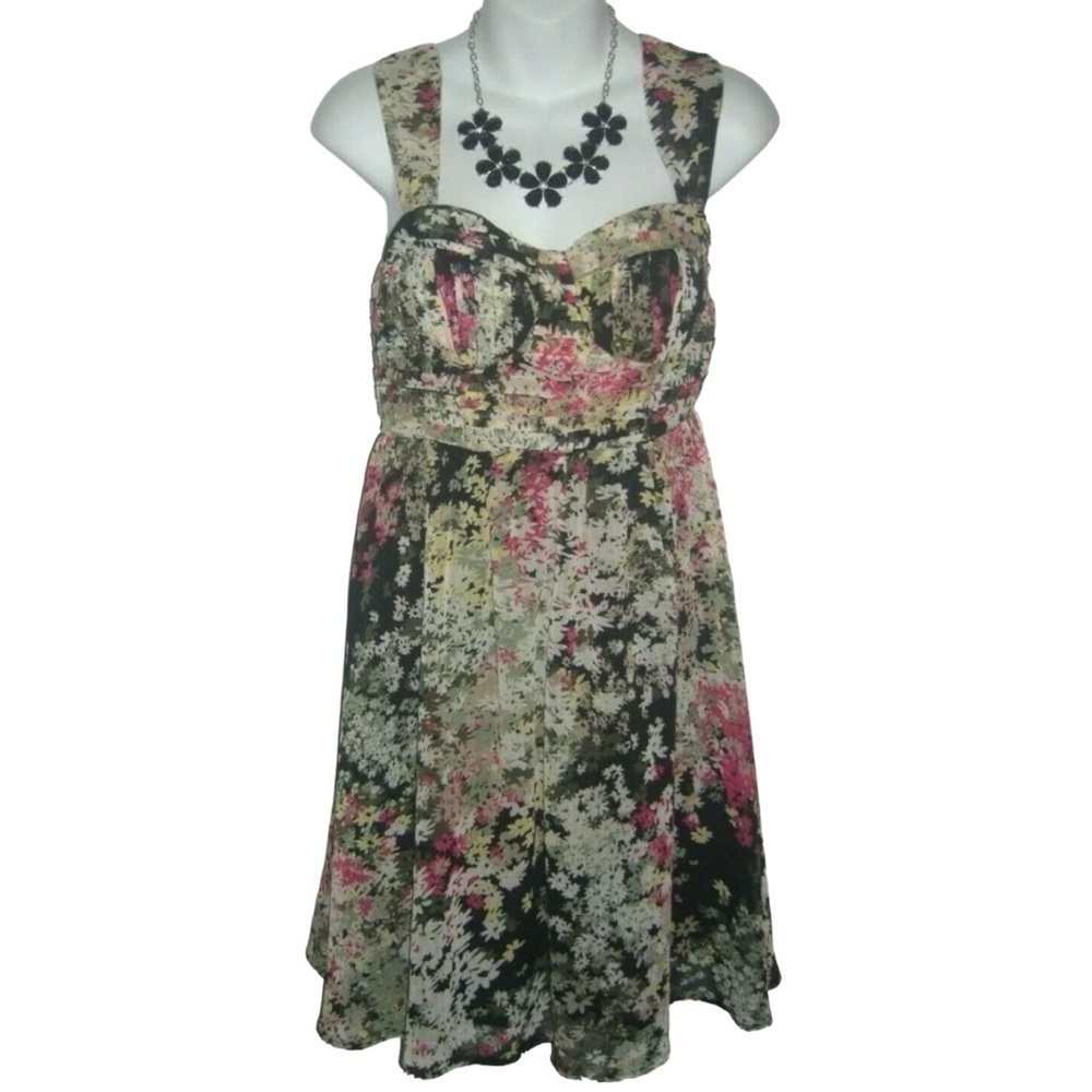 Candies Dresz Retro 60's Pin Up Floral Bustier Rockabilly Cottagecore Coquette